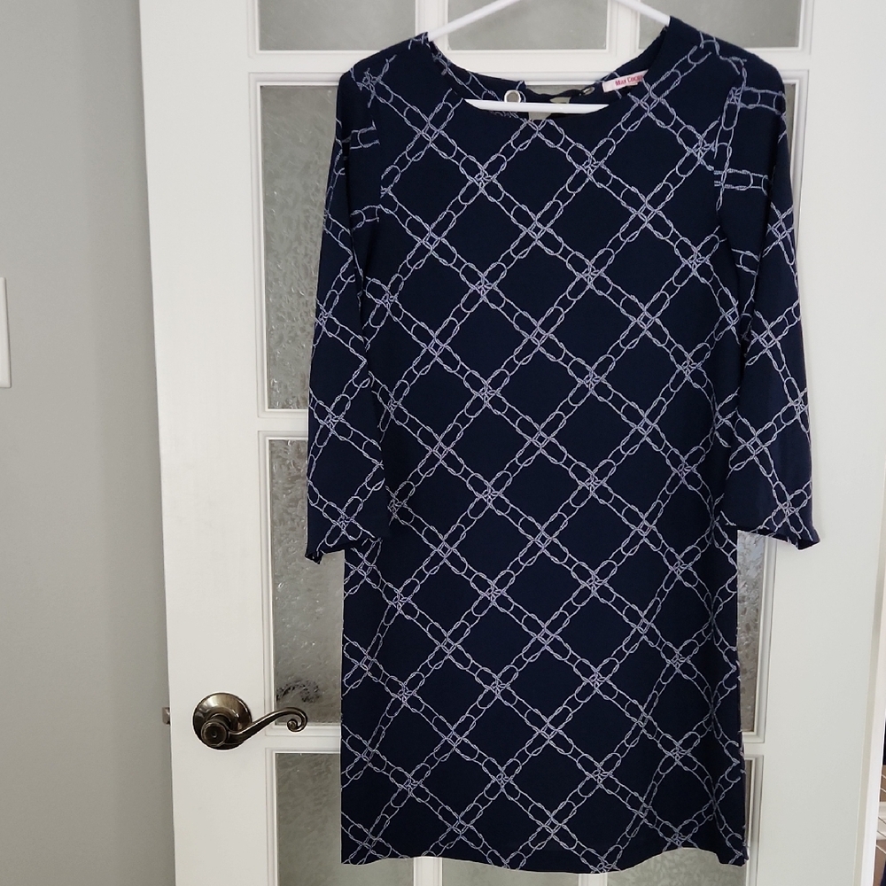 Max Cocos Navy Chain Pattern Dress